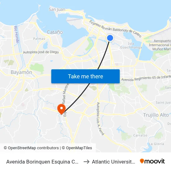 Avenida Borinquen Esquina Calle Quinones to Atlantic University College map