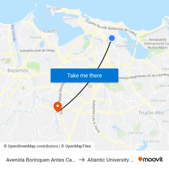Avenida Borinquen Antes Calle Cortijo to Atlantic University College map
