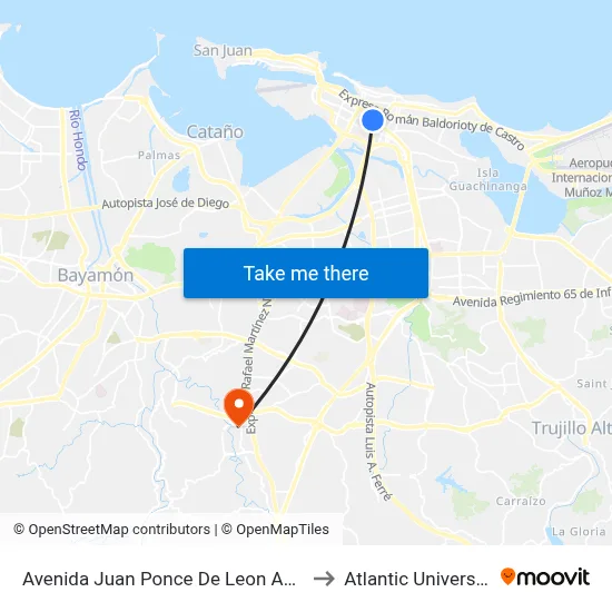 Avenida Juan Ponce De Leon Antes Calle Lloveras to Atlantic University College map