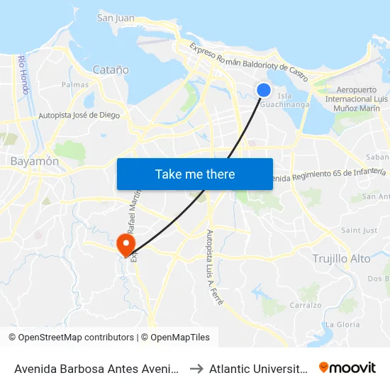 Avenida Barbosa Antes Avenida Borinquen to Atlantic University College map