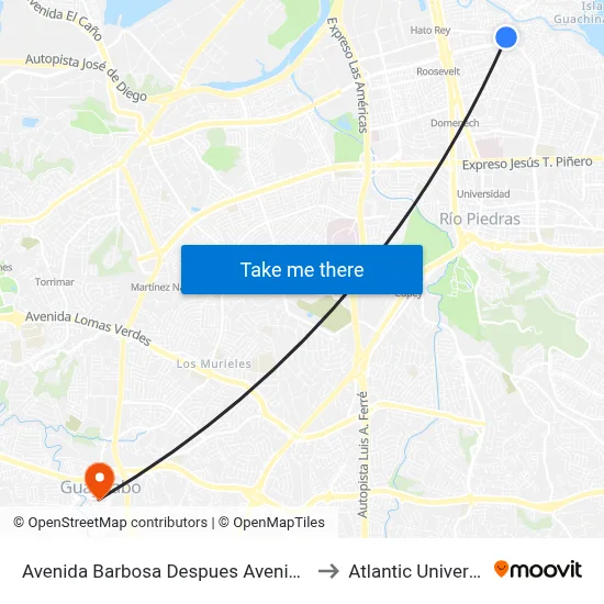 Avenida Barbosa Despues Avenida Franklin D. Roosvelt to Atlantic University College map