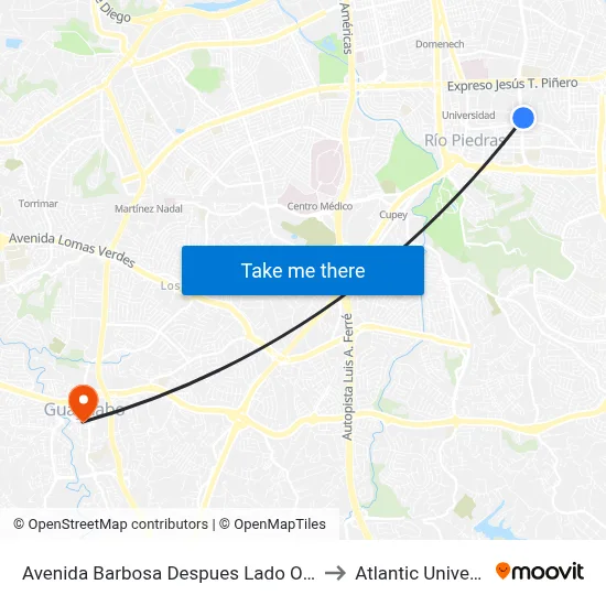Avenida Barbosa Despues Lado Opuesto Avenida Gandara to Atlantic University College map