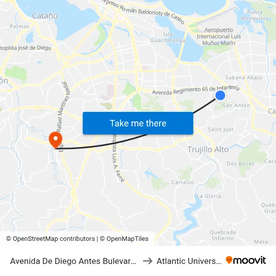 Avenida De Diego Antes Bulevard De La Media Luna to Atlantic University College map