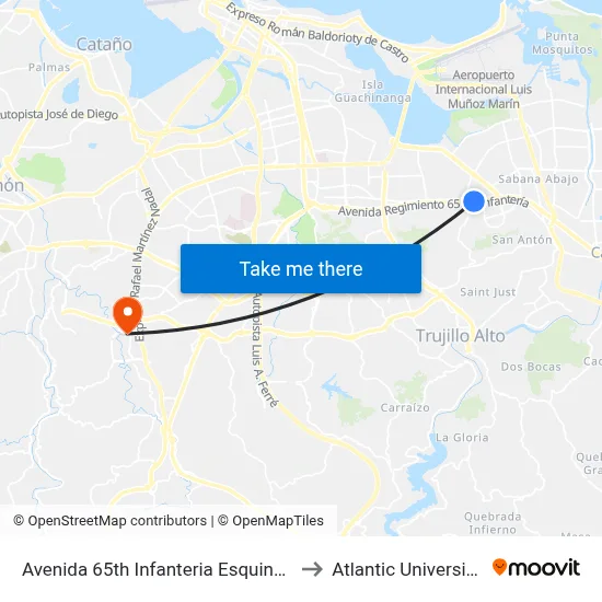 Avenida 65th Infanteria Esquina Calle Modesta to Atlantic University College map