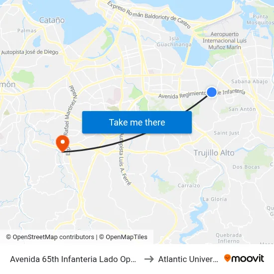 Avenida 65th Infanteria Lado Opuesto Calle Yaboa Real to Atlantic University College map
