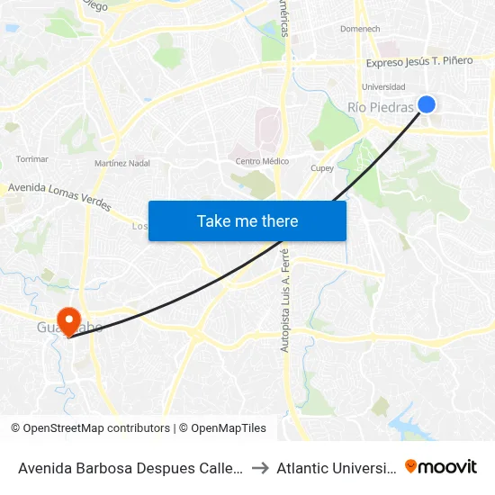 Avenida Barbosa Despues Calle Roble (Capetillo) to Atlantic University College map
