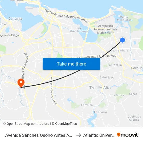Avenida Sanches Osorio Antes Avenida Roberto S. Vilella to Atlantic University College map