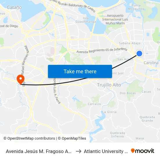 Avenida Jesús M. Fragoso Antes Vía 48 to Atlantic University College map