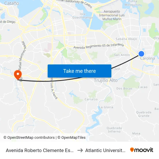 Avenida Roberto Clemente Esquina Calle 9 to Atlantic University College map