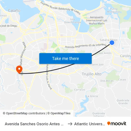 Avenida Sanches Osorio Antes Calle Parque Florido to Atlantic University College map