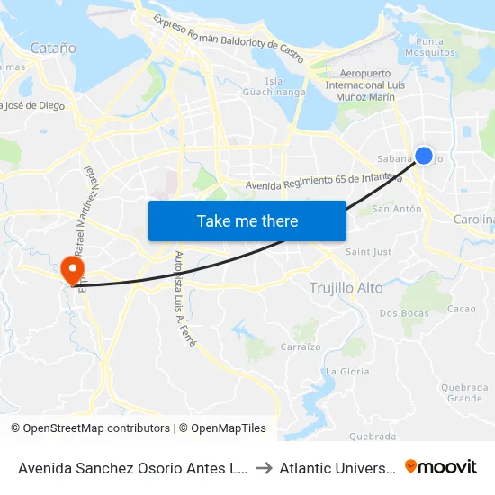 Avenida Sanchez Osorio Antes Lado Opuesto Via 2 to Atlantic University College map