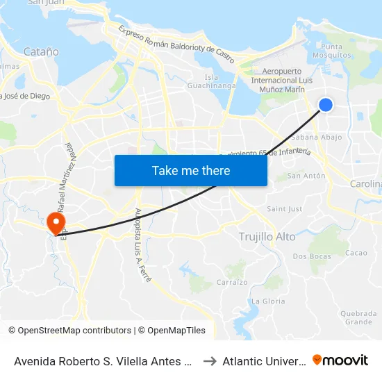 Avenida Roberto S. Vilella Antes Avenida Sanches Osorio to Atlantic University College map