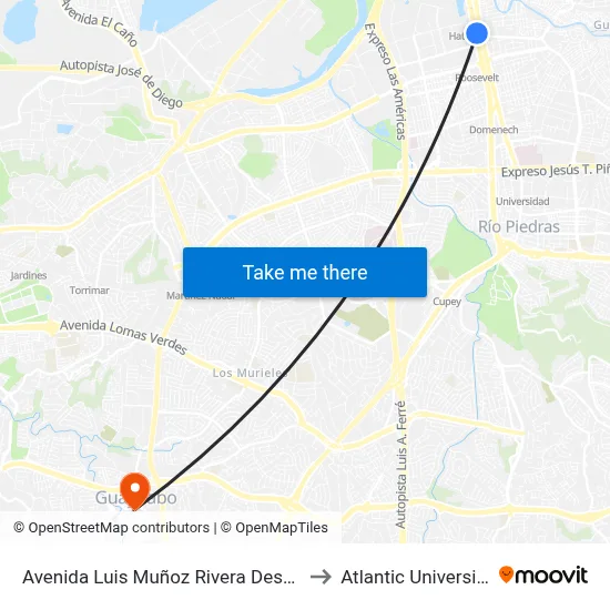 Avenida Luis Muñoz Rivera Despues Calle Bolivia to Atlantic University College map
