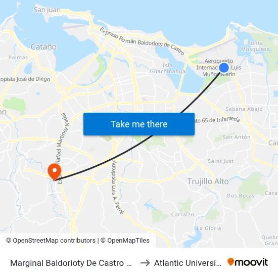 Marginal Baldorioty De Castro Frente Enterprice to Atlantic University College map