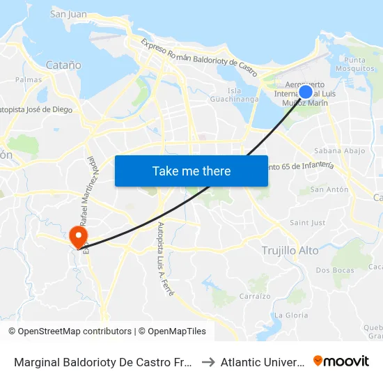 Marginal Baldorioty De Castro Frente Iglesia Metodista to Atlantic University College map