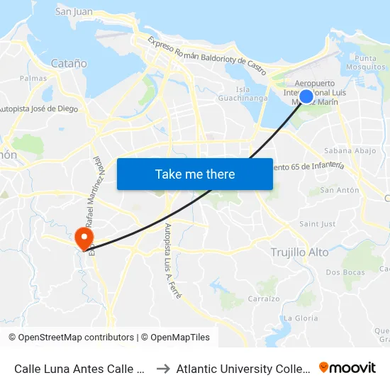Calle Luna Antes Calle Sol to Atlantic University College map
