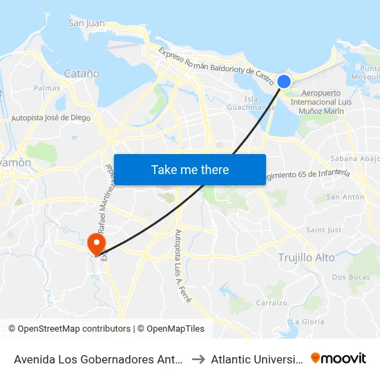 Avenida Los Gobernadores Antes Calle Diazway to Atlantic University College map