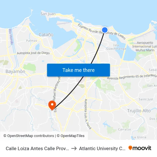 Calle Loiza Antes Calle Providencia to Atlantic University College map