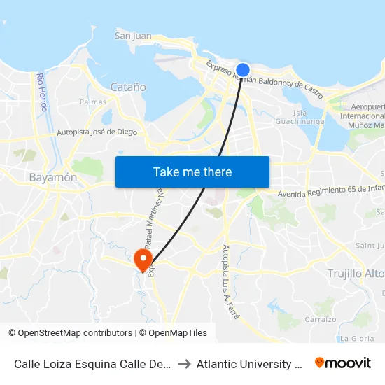 Calle Loiza Esquina Calle Del Parque to Atlantic University College map