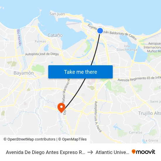 Avenida De Diego Antes Expreso Ramón Baldorioty De Castro to Atlantic University College map
