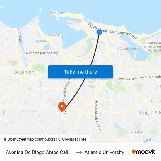 Avenida De Diego Antes Calle Antosanti to Atlantic University College map