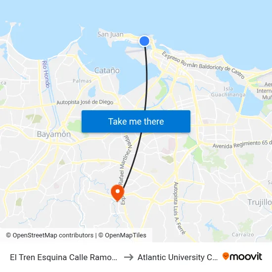 El Tren Esquina Calle Ramon Power to Atlantic University College map