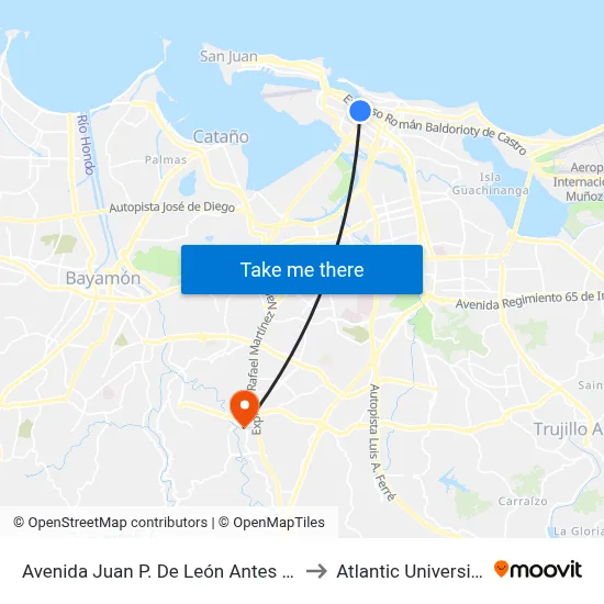 Avenida Juan P. De León Antes Calle Jesús Tilzo to Atlantic University College map