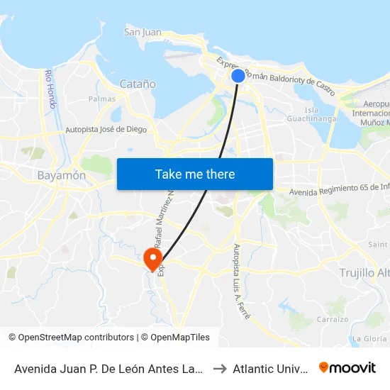 Avenida Juan P. De León Antes Lado Opuesto Calle Hipodromo to Atlantic University College map