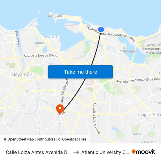 Calle Loiza Antes Avenida De Diego to Atlantic University College map