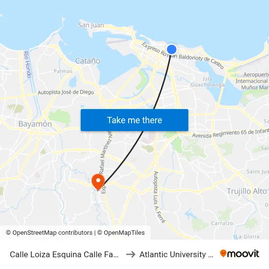Calle Loiza Esquina Calle Family Court to Atlantic University College map