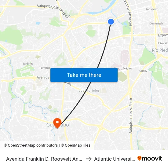 Avenida Franklin D. Roosvelt Antes Calle Baleares to Atlantic University College map