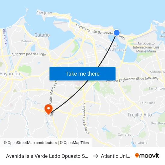 Avenida Isla Verde Lado Opuesto Salida Expreso Baldorioty De Castro to Atlantic University College map