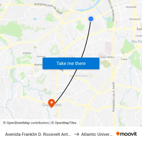Avenida Franklin D. Roosvelt Antes Calle Constitucion to Atlantic University College map