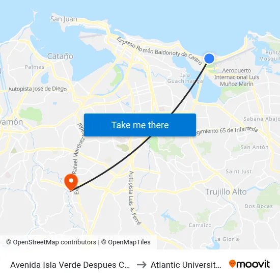 Avenida Isla Verde Despues Calle Díaz Way to Atlantic University College map