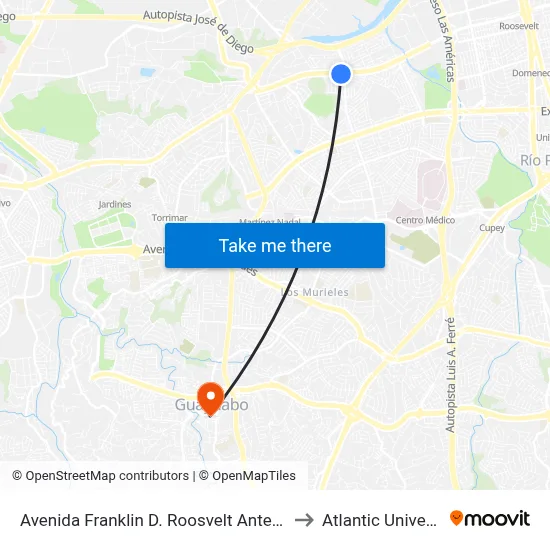 Avenida Franklin D. Roosvelt Antes Avenida Jose De Diego to Atlantic University College map