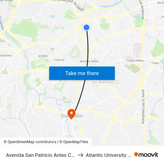 Avenida San Patricio Antes Calle Ebano to Atlantic University College map