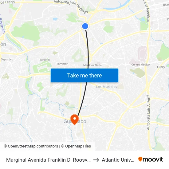 Marginal Avenida Franklin D. Roosvelt Antes Avenida San Patricio to Atlantic University College map