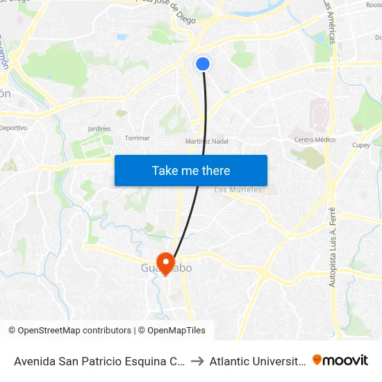 Avenida San Patricio Esquina Calle Parkside 6 to Atlantic University College map