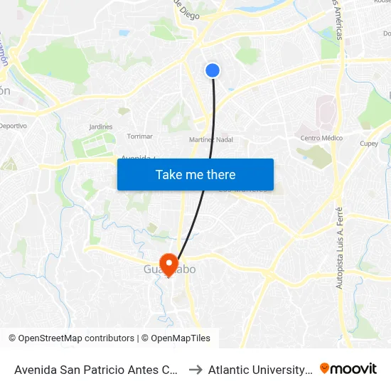 Avenida San Patricio Antes Calle Palm Cir to Atlantic University College map