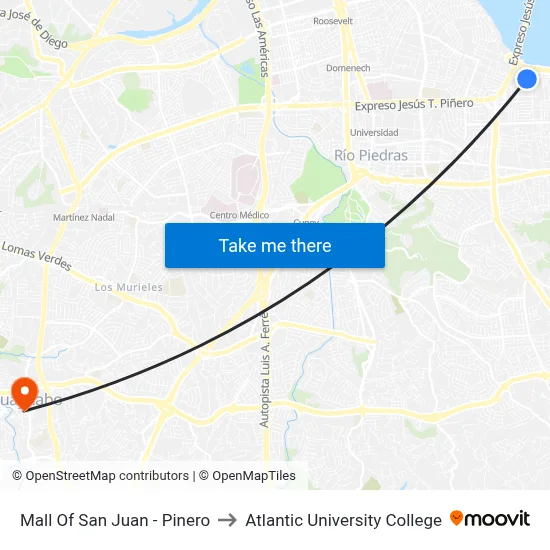 Mall Of San Juan - Pinero to Atlantic University College map