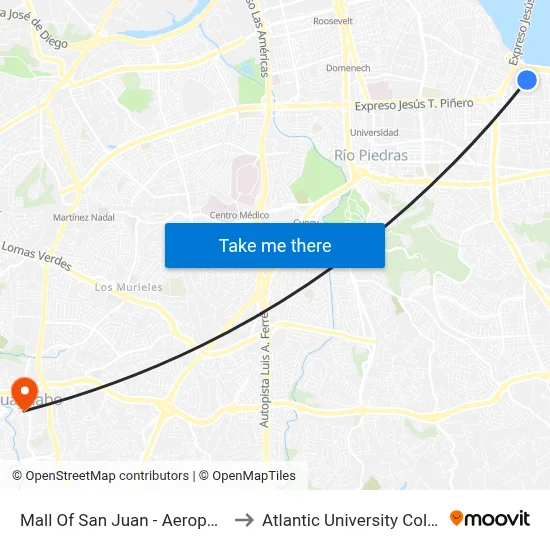 Mall Of San Juan - Aeropuerto to Atlantic University College map