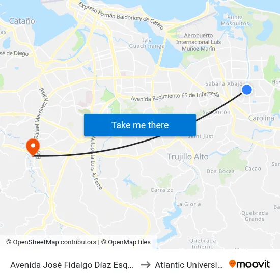 Avenida José Fidalgo Díaz Esquina Calle Vía 26 to Atlantic University College map