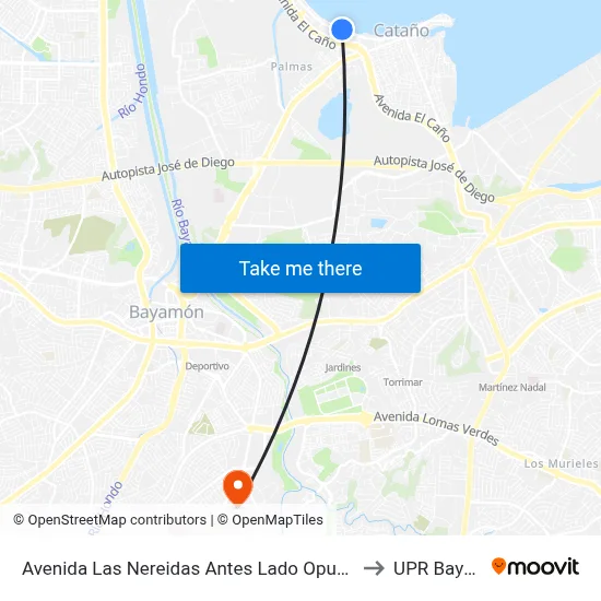 Avenida Las Nereidas Antes Lado Opuesto Calle Este to UPR Bayamón map