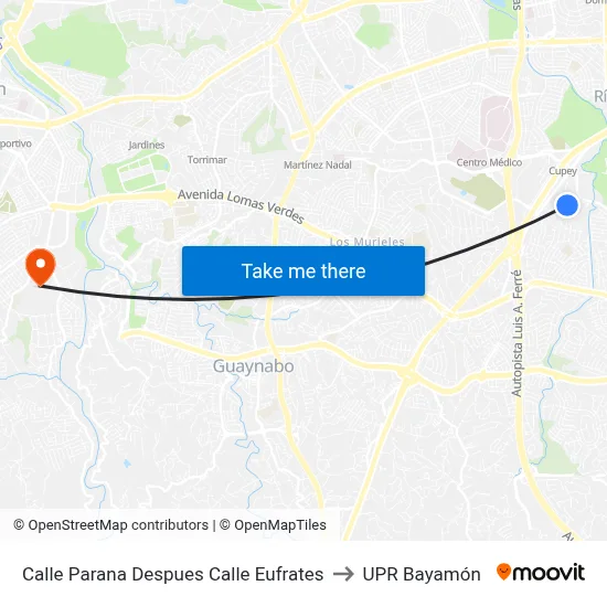 Calle Parana Despues Calle Eufrates to UPR Bayamón map