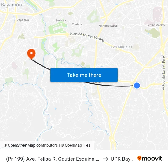 (Pr-199) Ave. Felisa R. Gautier Esquina Avenida Caimito to UPR Bayamón map