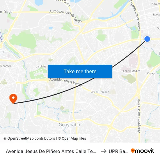 Avenida Jesus De Piñero Antes Calle Teniente César Luis González to UPR Bayamón map