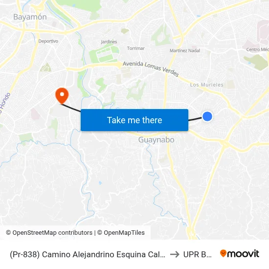 (Pr-838) Camino Alejandrino Esquina Calle Lcdo R. Rodriguez Apolo to UPR Bayamón map