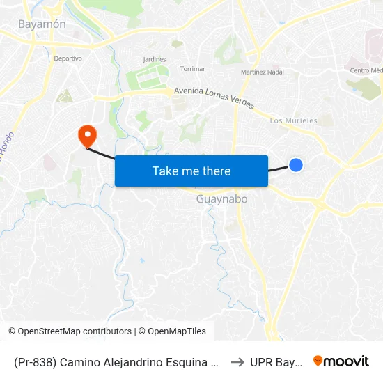 (Pr-838) Camino Alejandrino Esquina Calle San Jose to UPR Bayamón map
