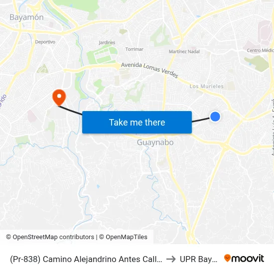(Pr-838) Camino Alejandrino Antes Calle Maria Teresa to UPR Bayamón map