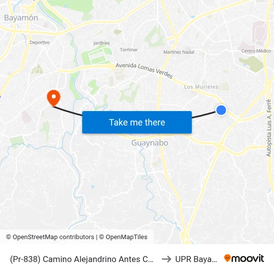(Pr-838) Camino Alejandrino Antes Calle Nogal to UPR Bayamón map